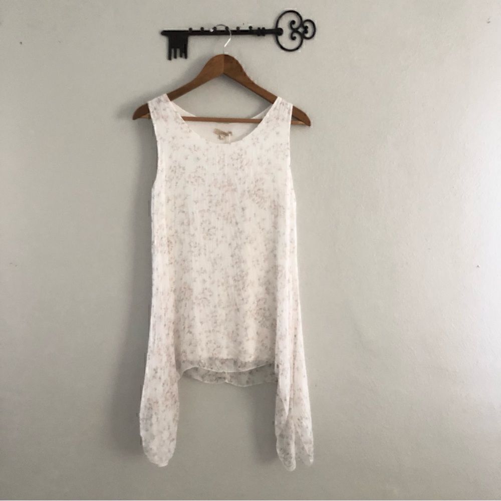 Giusy 100% silk long line shark bite hem floral cottage Core feminine NWT